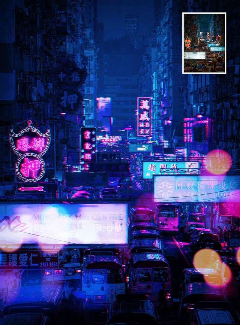 赛博朋克未来感特效PS动作，附视频教程 插件预设 sucaiwan.com