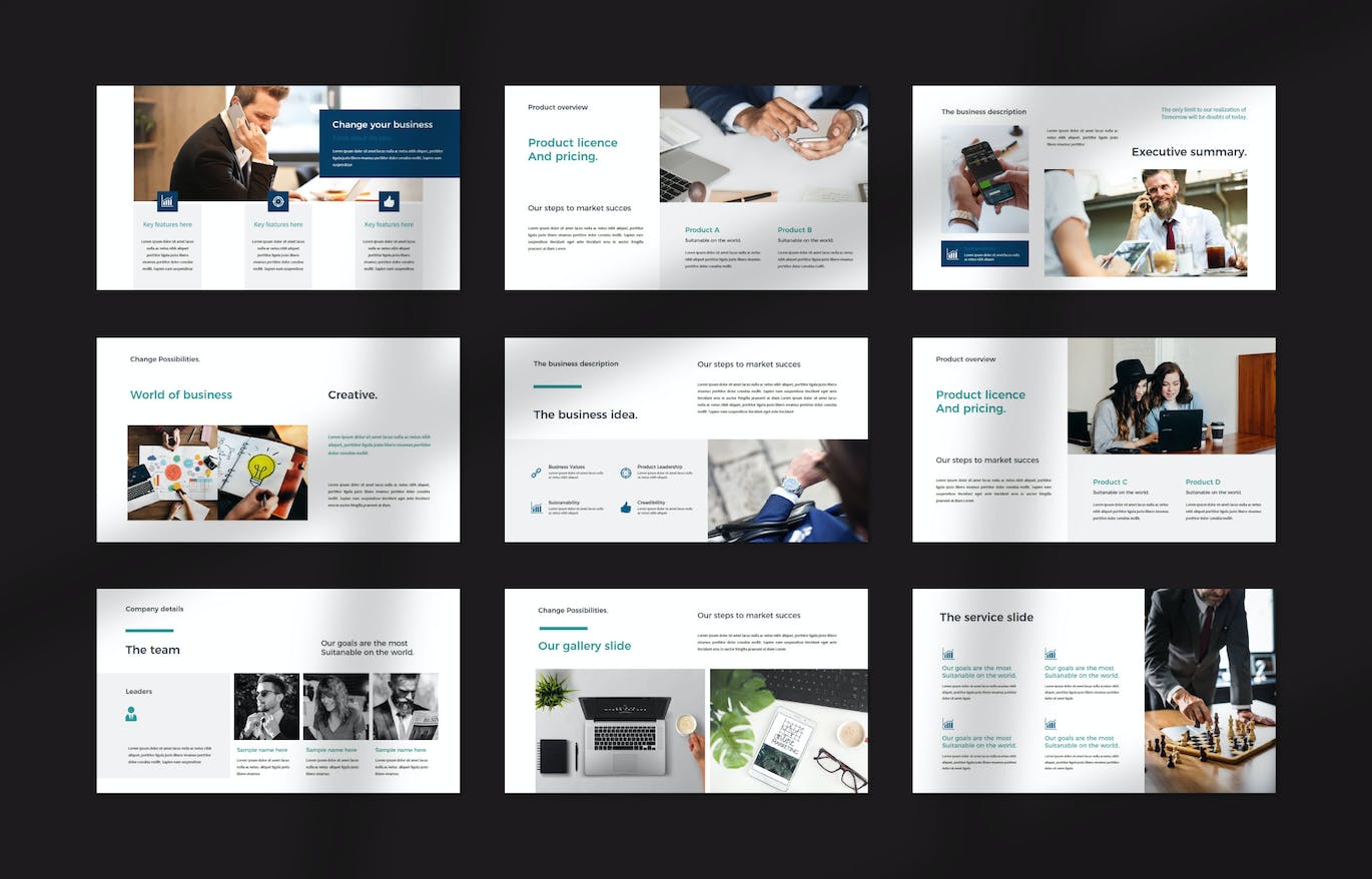 企业管理PPT设计模板 Avalon Business PowerPoint 幻灯图表 sucaiwan.com