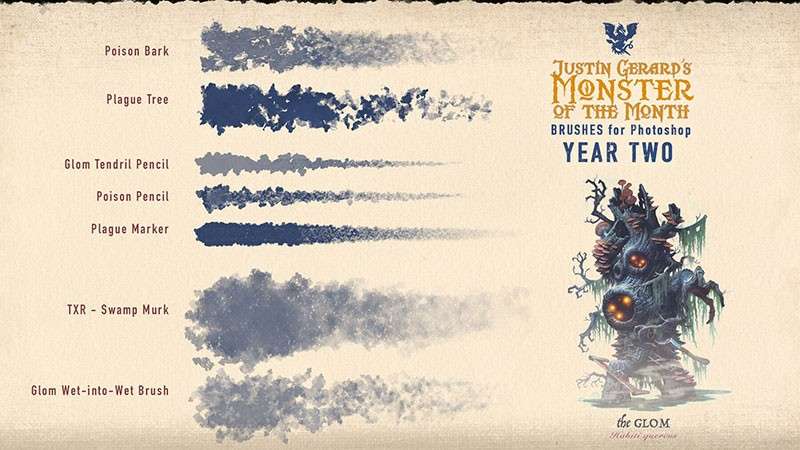 CG游戏怪物角色原画Photoshop笔刷 笔刷资源 sucaiwan.com