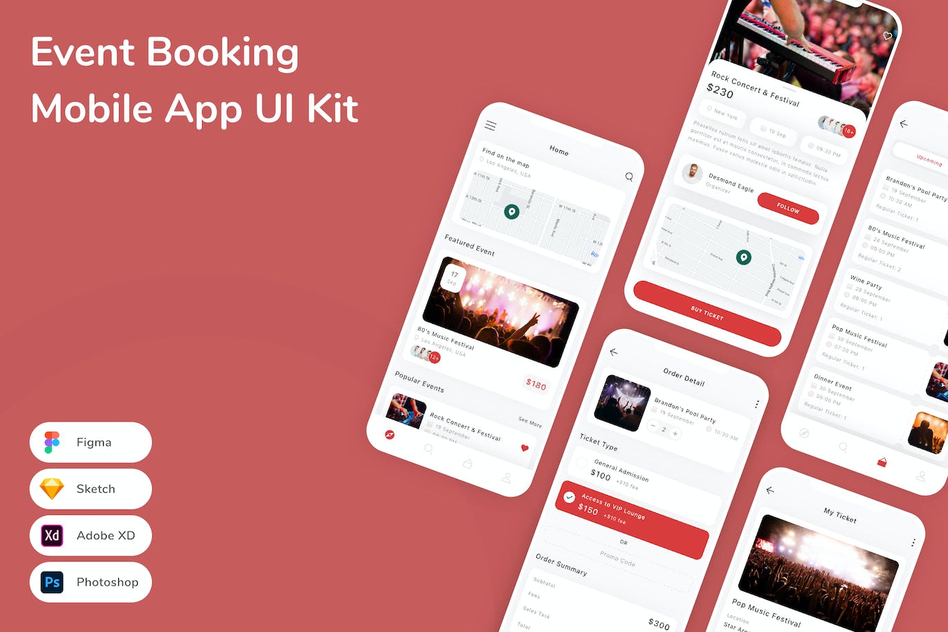 活动预订App应用程序UI设计模板套件 Event Booking Mobile App UI Kit APP UI sucaiwan.com