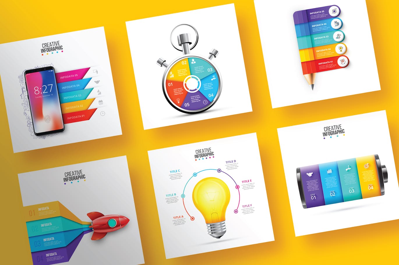 独特的数据概念信息图表集 Unique Infographics Set 幻灯图表 sucaiwan.com