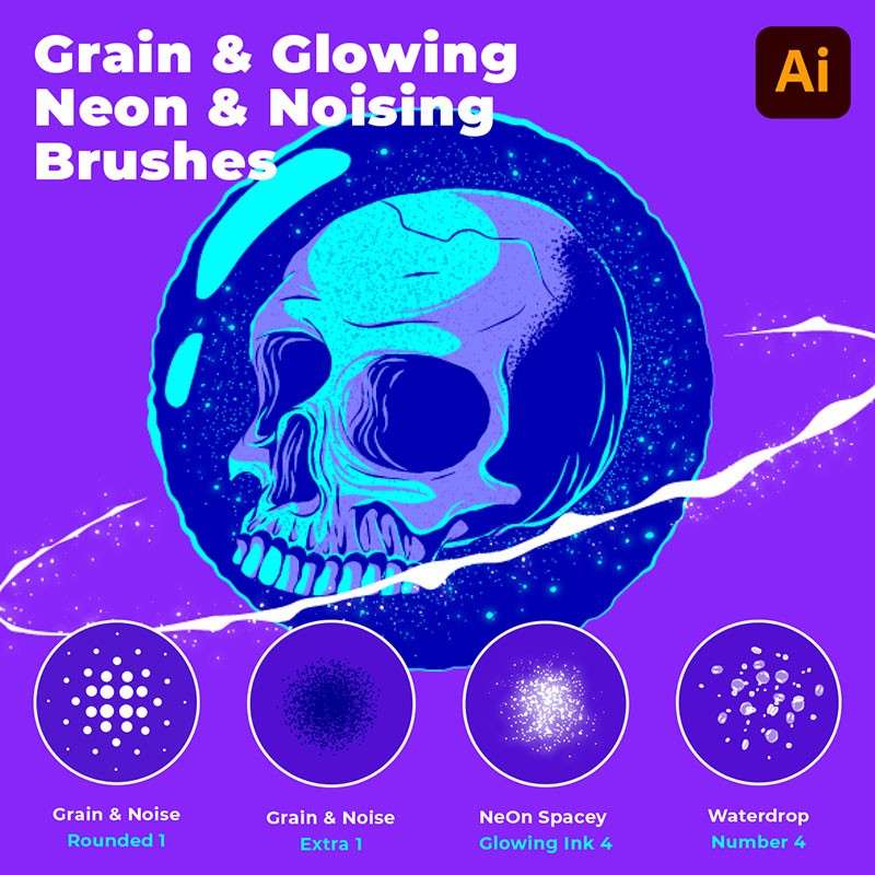 40+赛博朋克风液体高光AI笔刷 笔刷资源 sucaiwan.com