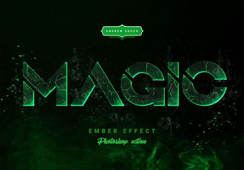 火焰灰烬文字特效PS动作 插件预设 sucaiwan.com