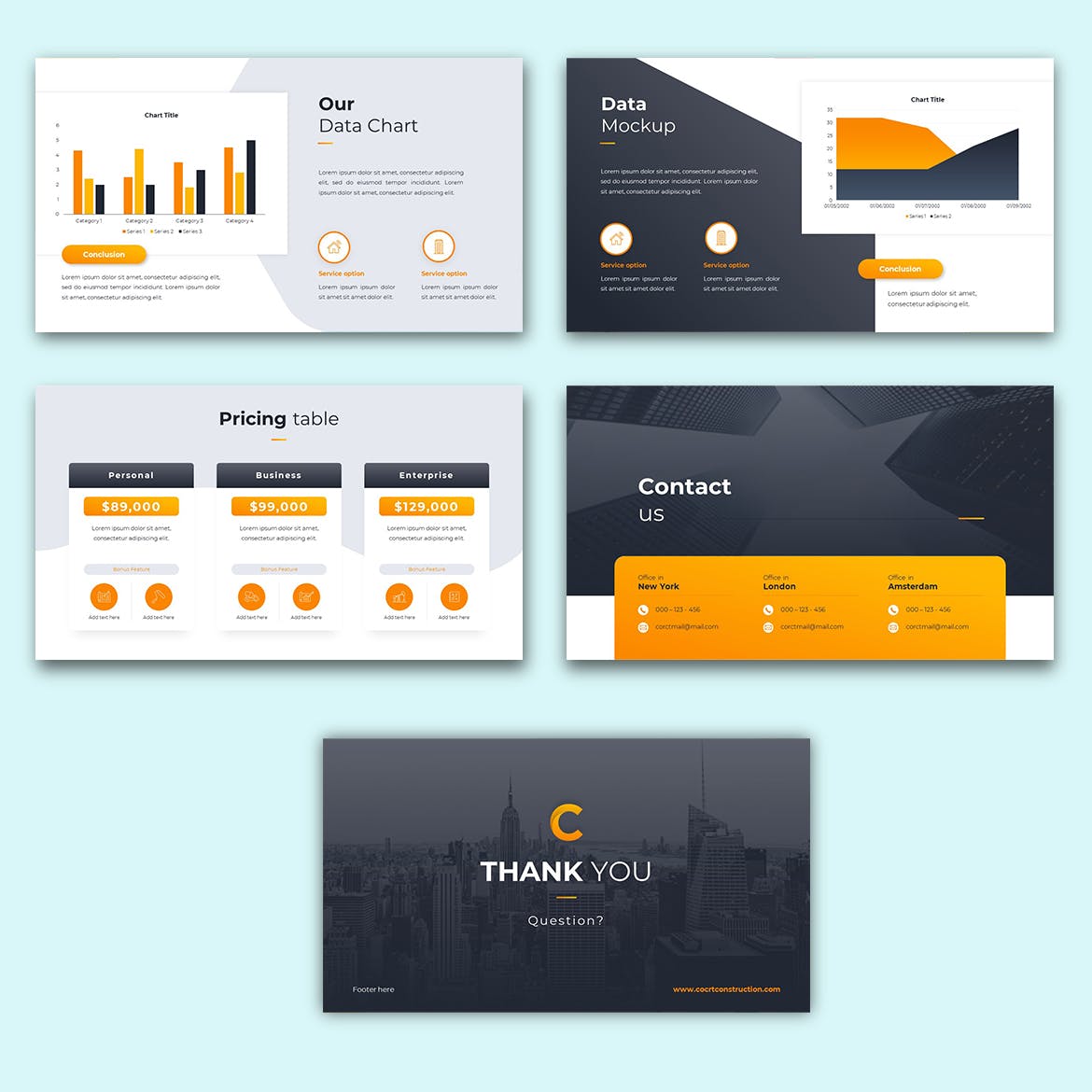 建筑结构设计PPT创意模板 Corr – Constructions PowerPoint Template 幻灯图表 sucaiwan.com