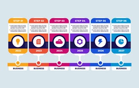 年度时间线企业信息图表模板 Year Timeline Business Company Infographic