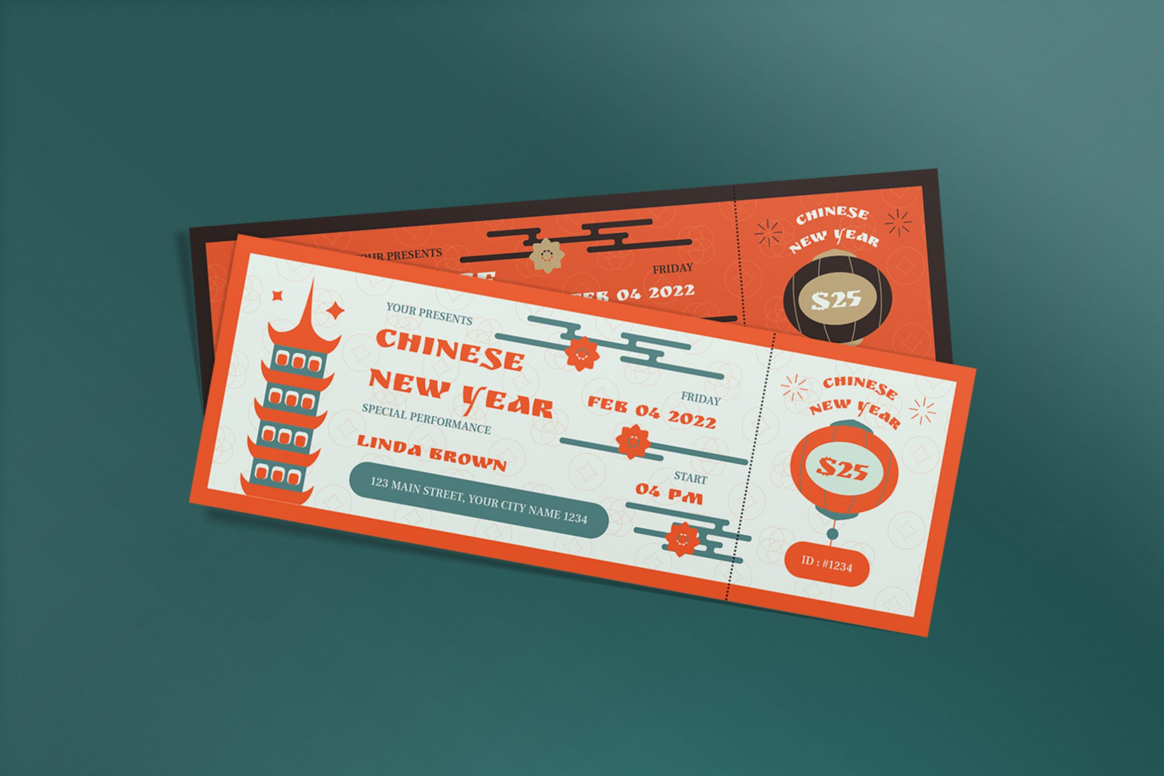 新年节日活动门票票券模板 Chinese New Year Ticket