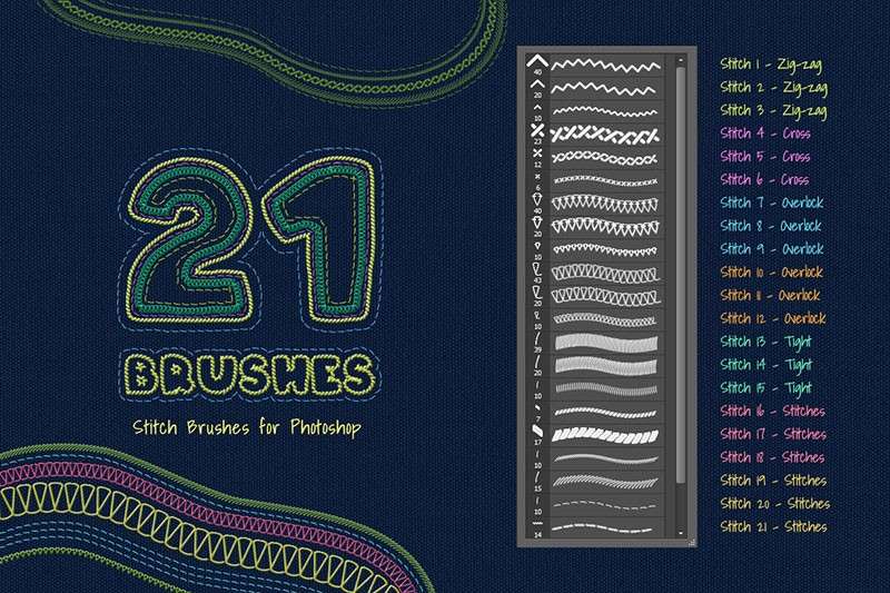 21个创意刺绣纹理PS笔刷 笔刷资源 sucaiwan.com