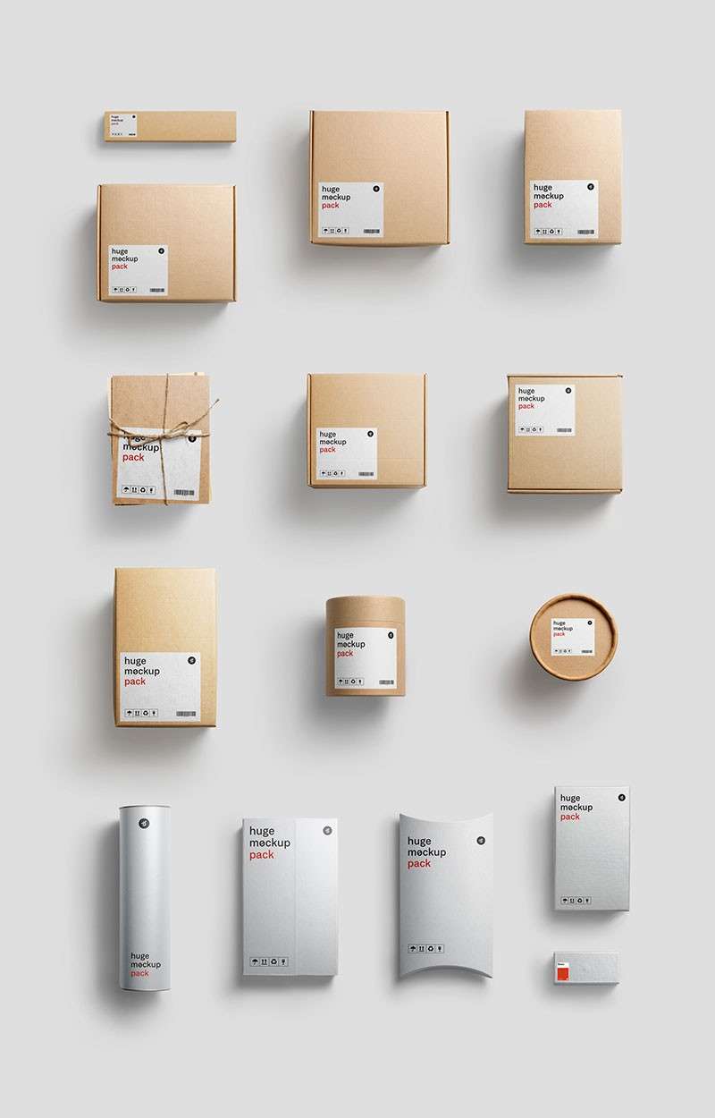 49个牛皮纸箱纸盒包装设计样机素材PSD 样机素材 sucaiwan.com