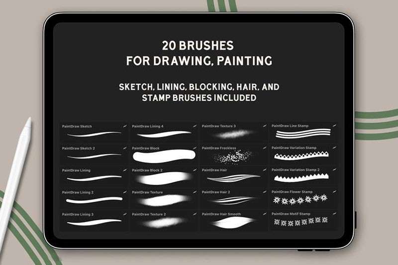 20个速写手绘Procreate笔刷 笔刷资源 sucaiwan.com