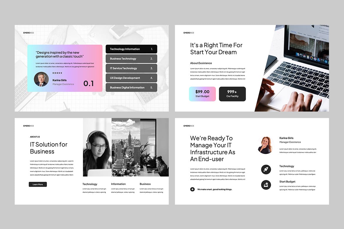 产品发布推广Powerpoint模板 EMERENCE – Business Powerpoint 幻灯图表 sucaiwan.com