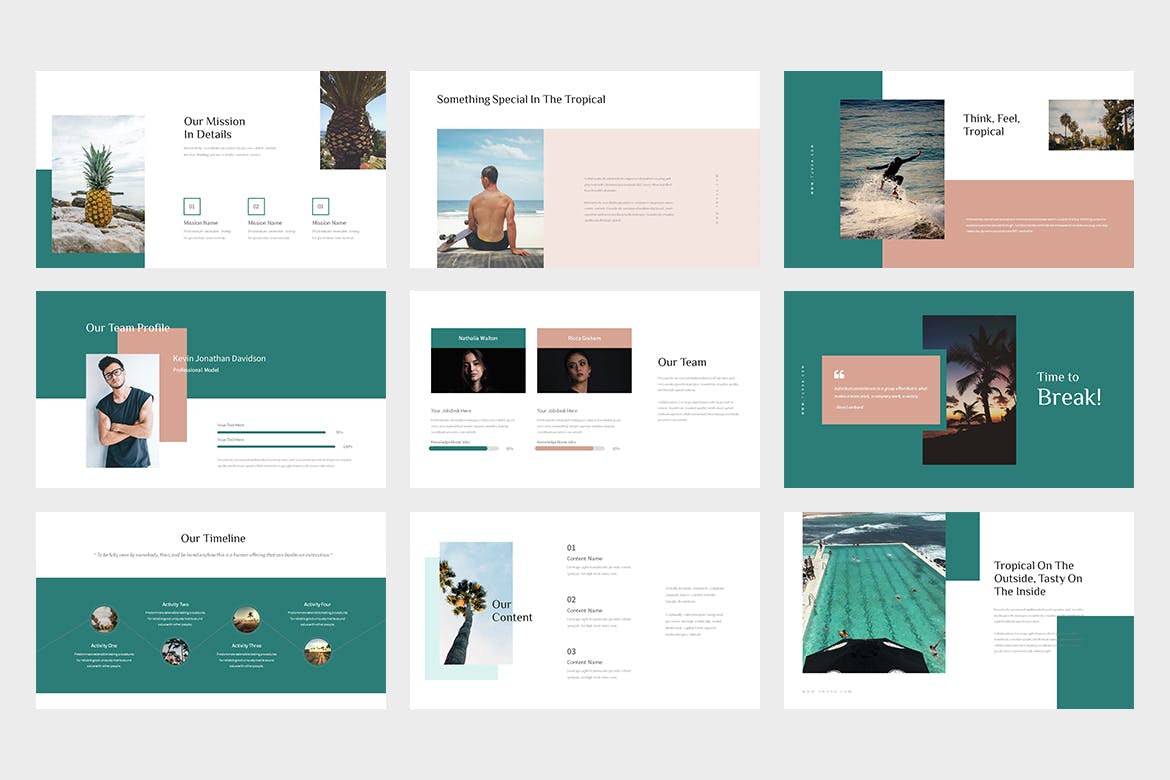 热带旅行Lookbook幻灯片演示PPT模板 Tuvoa : Tropical Lookbook Powerpoint Template 幻灯图表 sucaiwan.com