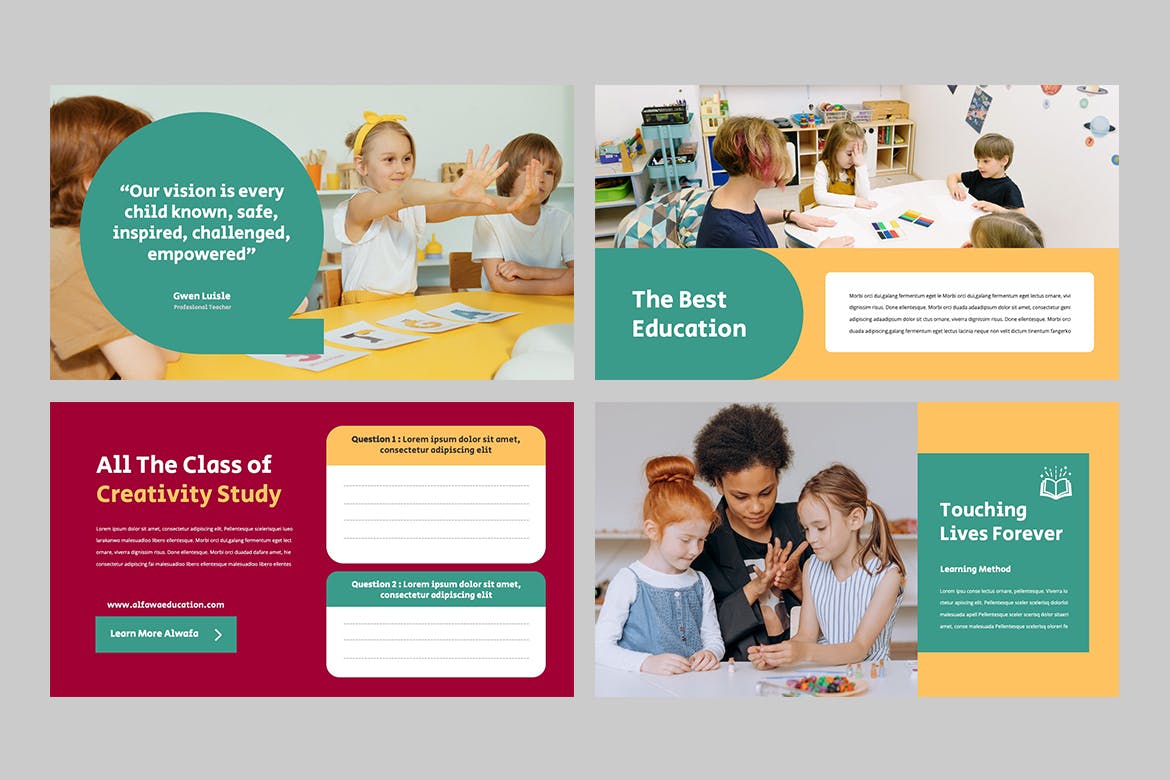 教育宣传PPT幻灯片模板下载 ALWAFA – Education Kids Powerpoint 幻灯图表 sucaiwan.com