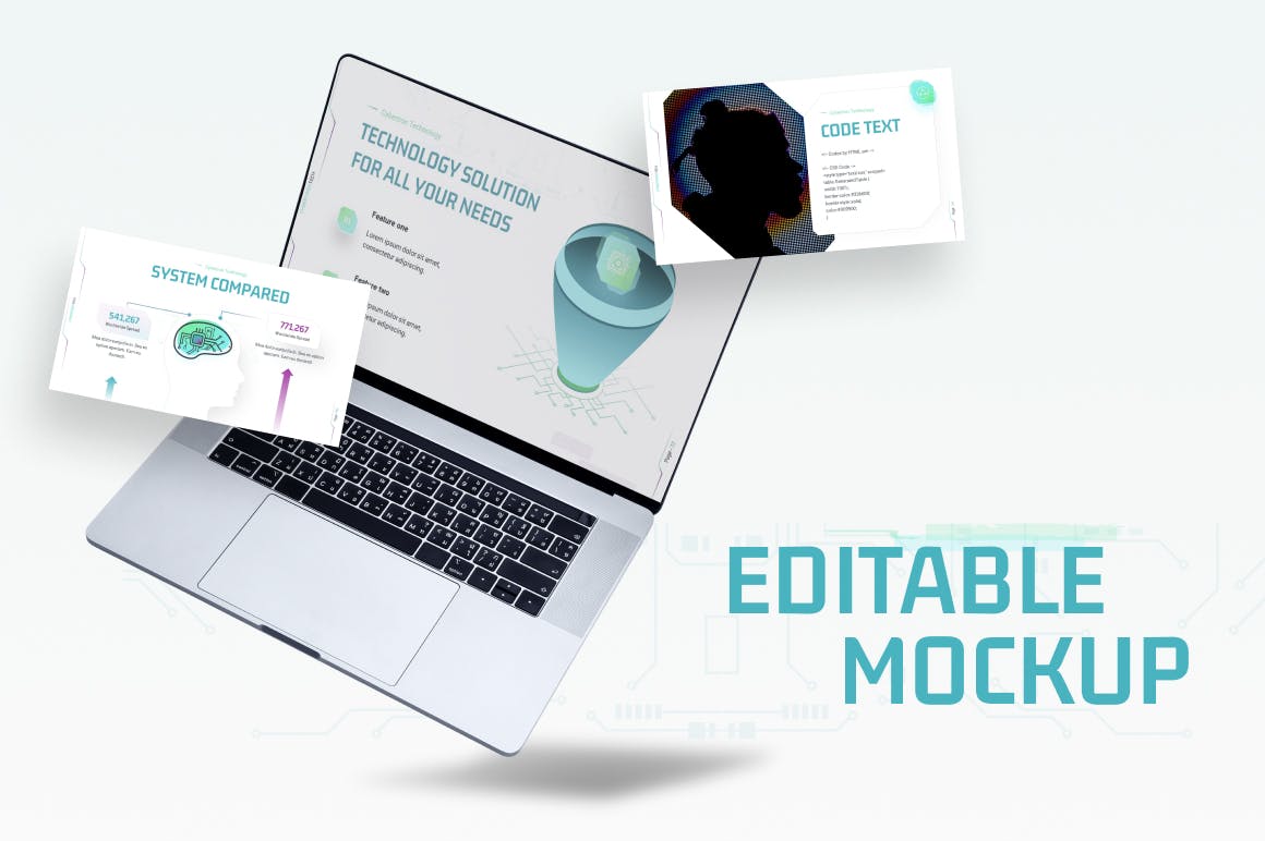 赛博朋克现代技术PPT设计模板 Cybertron Modern Technology PowerPoint Template 幻灯图表 sucaiwan.com