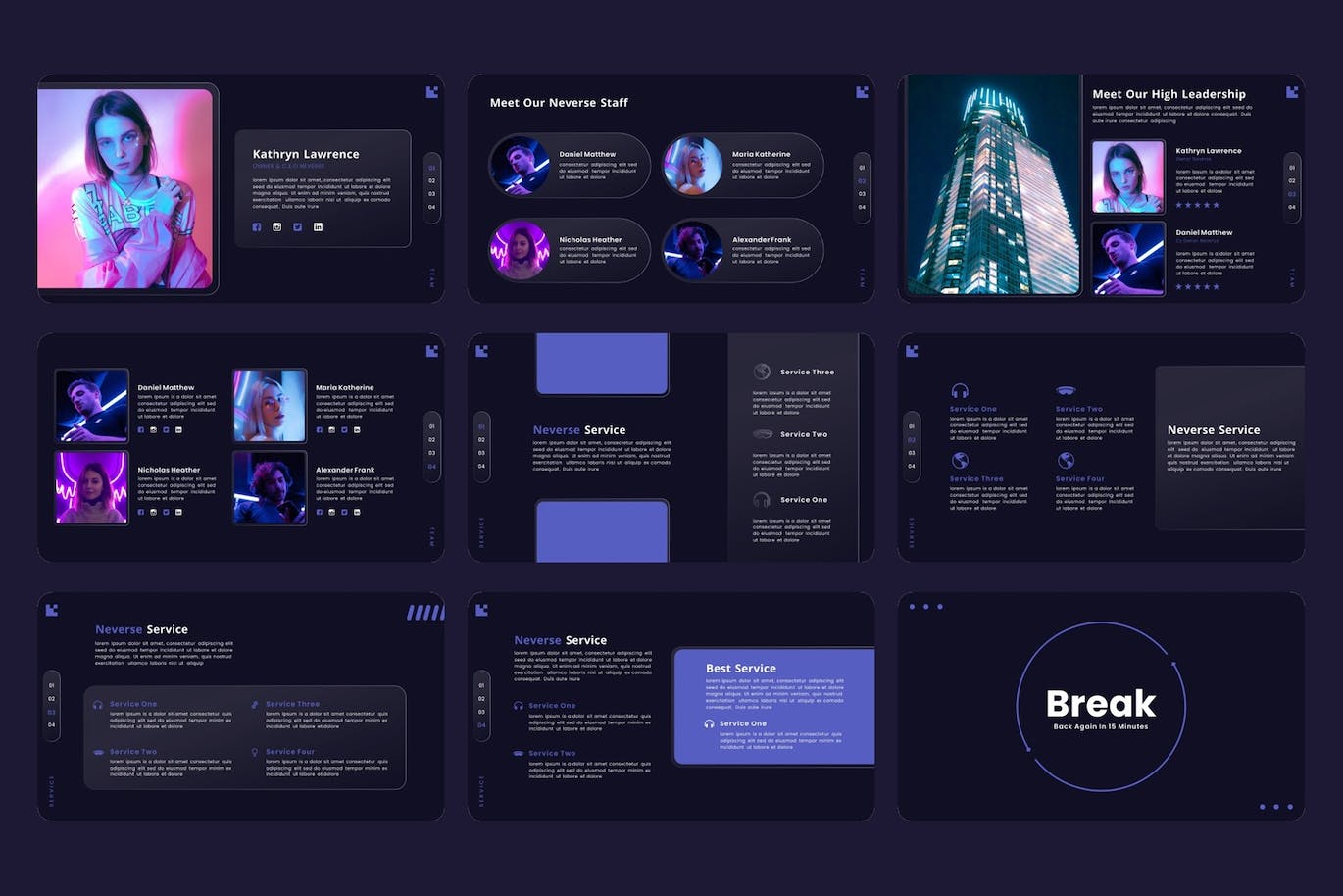VR/元宇宙PPT设计模板 Neverse – Metaverse PowerPoint Template 幻灯图表 sucaiwan.com