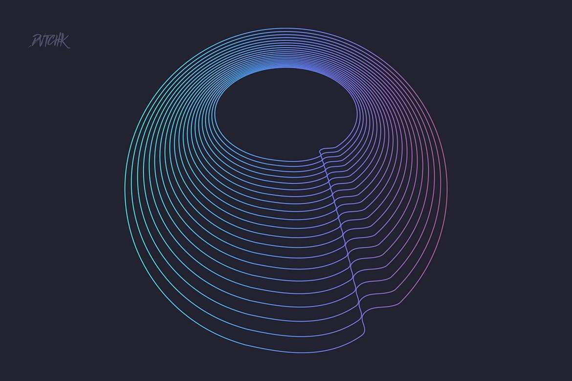 抽象多重线立体圆环PS笔刷 笔刷资源 sucaiwan.com