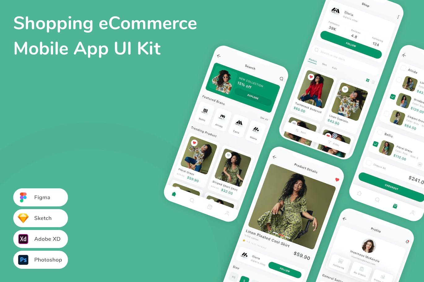 购物电子商务应用程序App界面设计UI套件 Shopping eCommerce Mobile App UI Kit APP UI sucaiwan.com