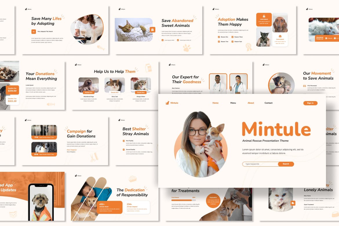 动物爱心救援PPT素材 Mintule – Animal Rescue Presentation Powerpoint 幻灯图表 第2张-素材湾丨精选海外优质设计素材资源 动物爱心救援PPT素材 Mintule – Animal Rescue Presentation Powerpoint 幻灯图表 sucaiwan.com