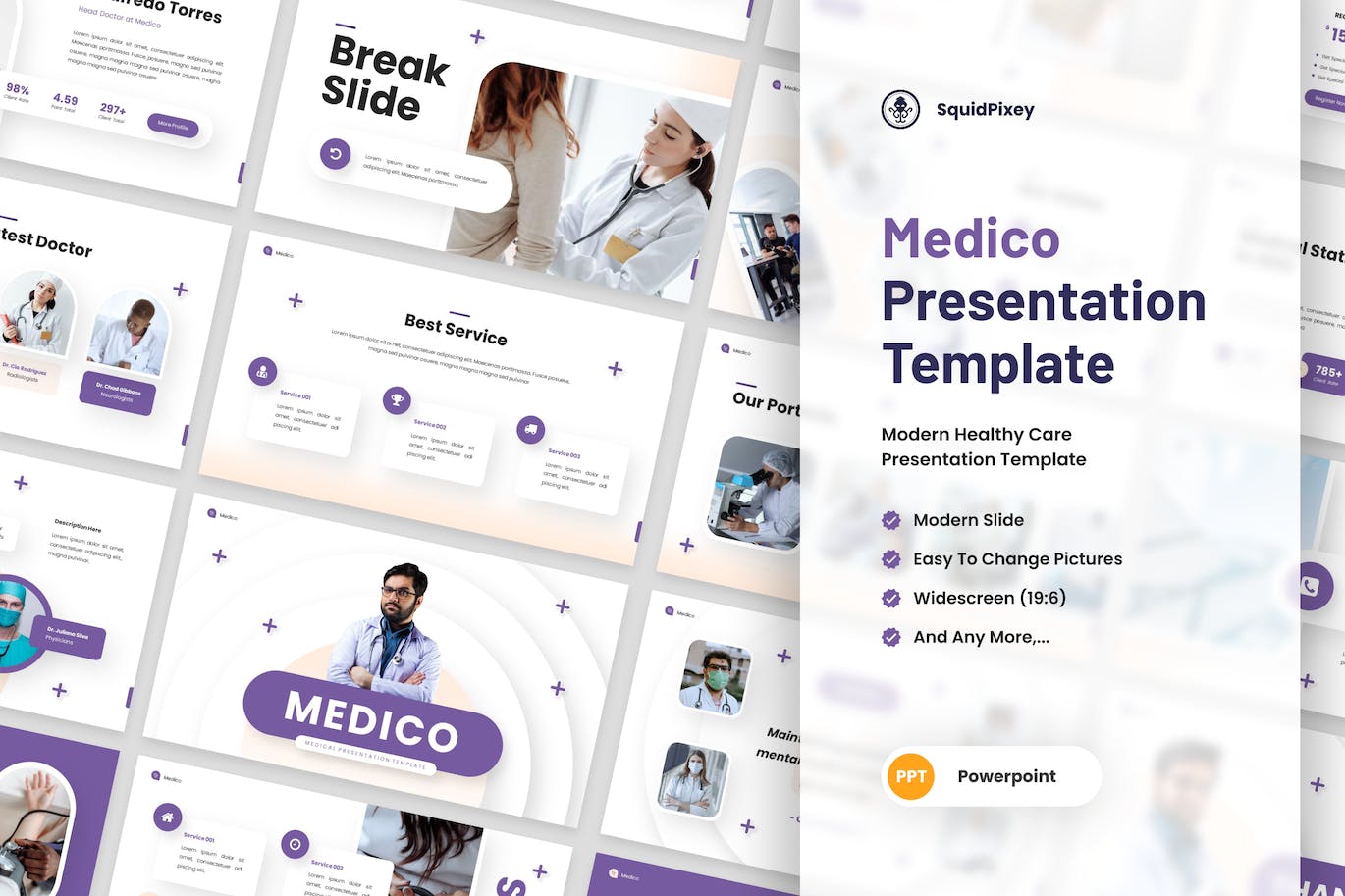 现代医疗保健PPT模板下载 Medico – Modern Healthcare Powerpoint Template 幻灯图表 sucaiwan.com