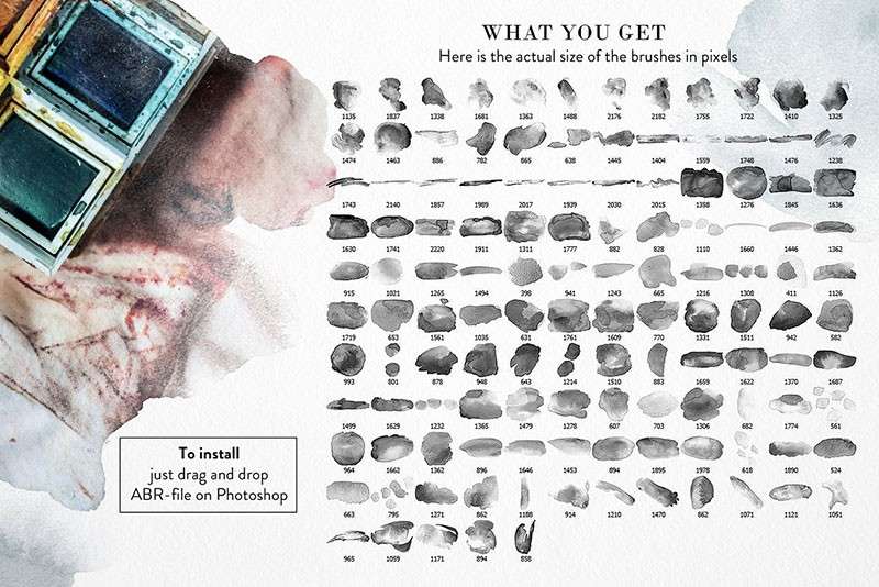 豪华水彩印章PS笔刷套装 笔刷资源 sucaiwan.com