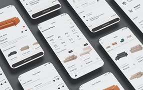 家具电子商务商店&沙发店App应用UI套件 Furniture Ecommerce Shop & Sofa Store App Ui Kit
