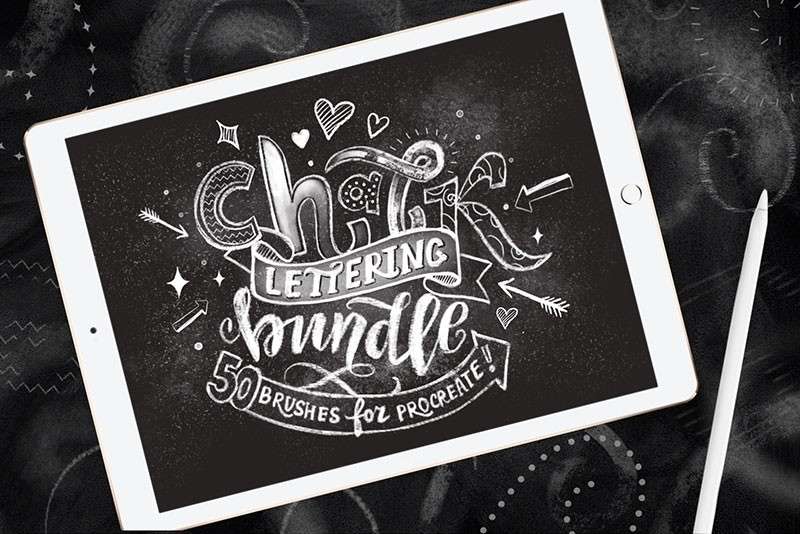 50个粉笔字效果Procreate笔刷 笔刷资源 sucaiwan.com