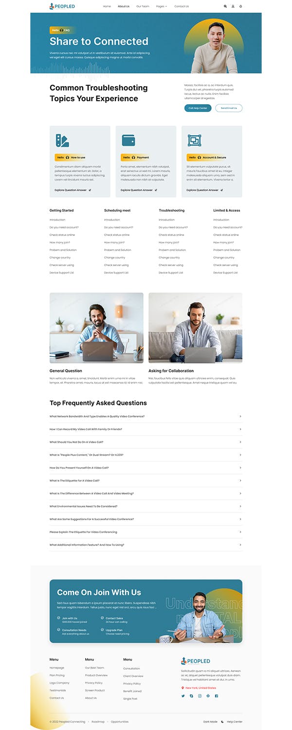 在线会议App应用程序UI设计模板 Peopled – Online Meeting App UI Template APP UI sucaiwan.com