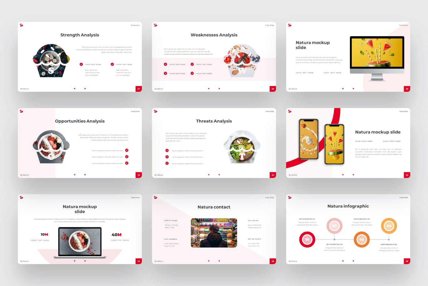 健康水果食品Powerpoint幻灯片模板 NATURA – Healthy food PowerPoint Template 幻灯图表 sucaiwan.com