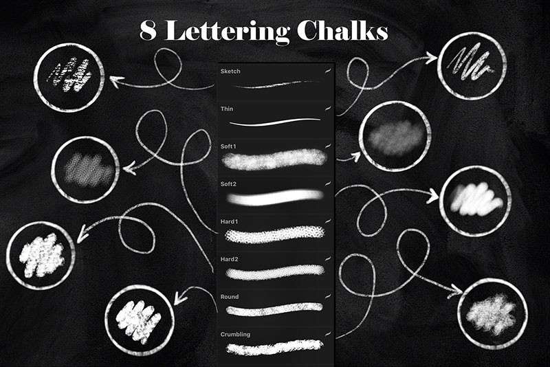 50个粉笔字效果Procreate笔刷 笔刷资源 sucaiwan.com