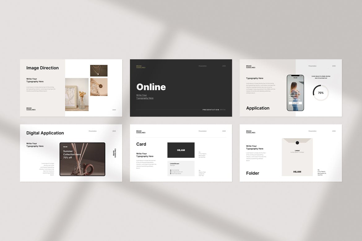 极简设计/品牌指南PPT素材 Brand Guideline PowerPoint Template 幻灯图表 sucaiwan.com