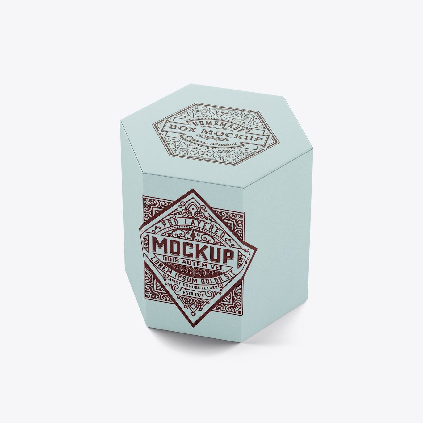 六边形长方体纸盒包装设计样机 Hexagonal Box Mockup 样机素材 sucaiwan.com