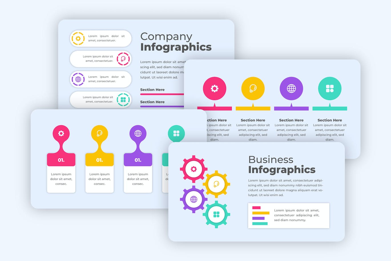 企业账单信息数据图表设计素材 Business Infographics Template 幻灯图表 sucaiwan.com