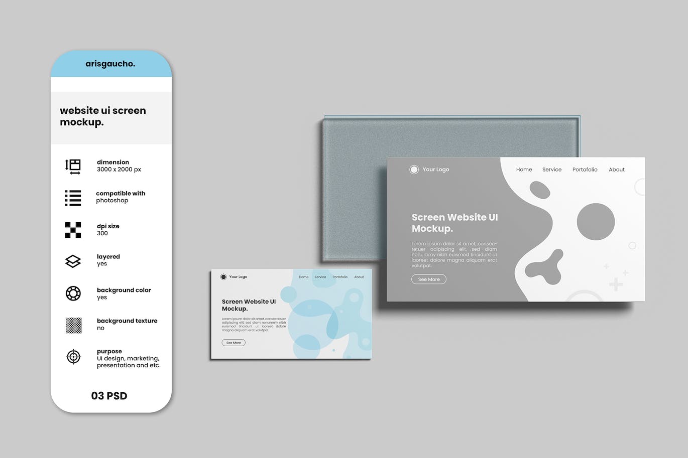 网站UI展示屏幕样机 Website UI Screen Mockup 样机素材 sucaiwan.com