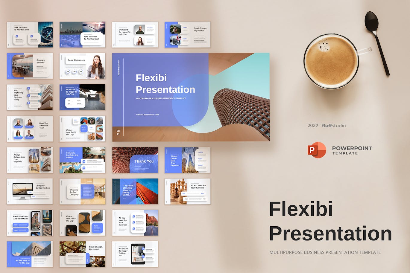 企业年度报告PPT模板 Flexibi – Multipurpose PowerPoint Template 幻灯图表 sucaiwan.com