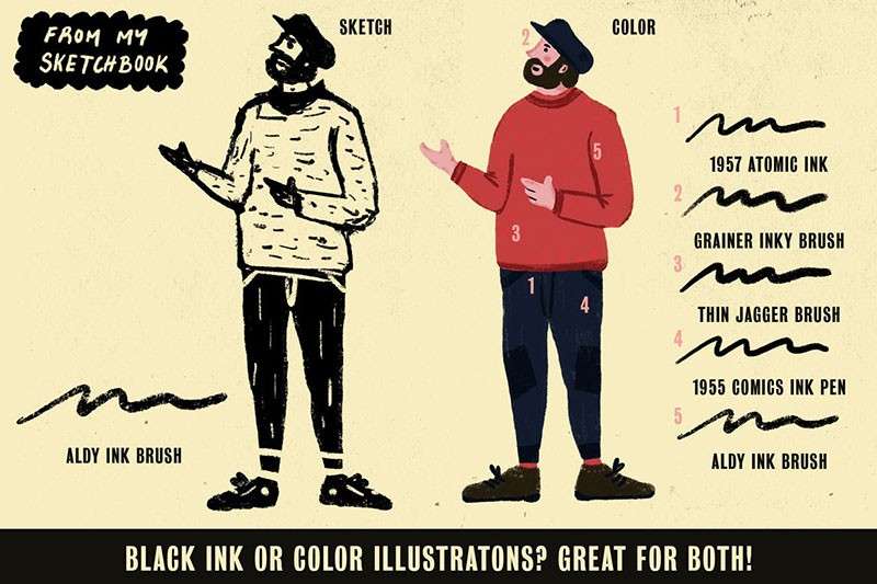 62个油墨效果Procreate画笔 笔刷资源 sucaiwan.com