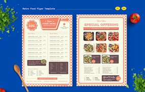 复古食品菜单设计模板 Cd Retro Food Menu