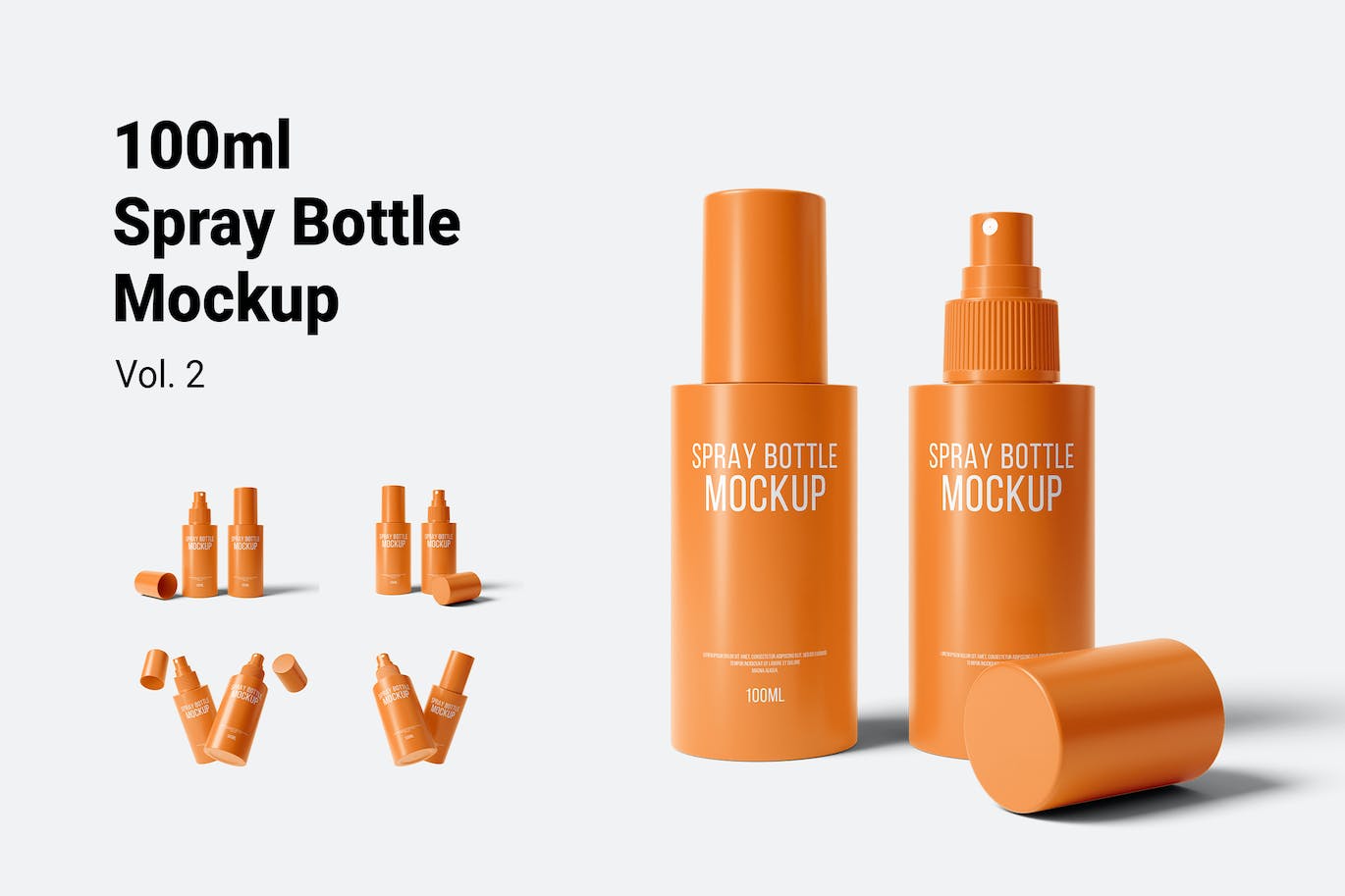 100ml喷雾瓶包装设计样机v2 100ml Spray Bottle Mockup Vol.2 样机素材 sucaiwan.com