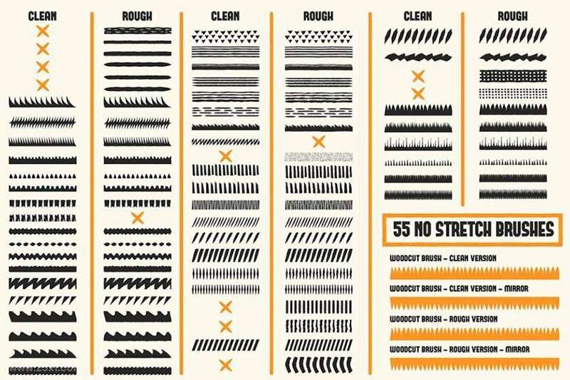 Adobe Illustrator木刻雕刻画笔 笔刷资源 sucaiwan.com