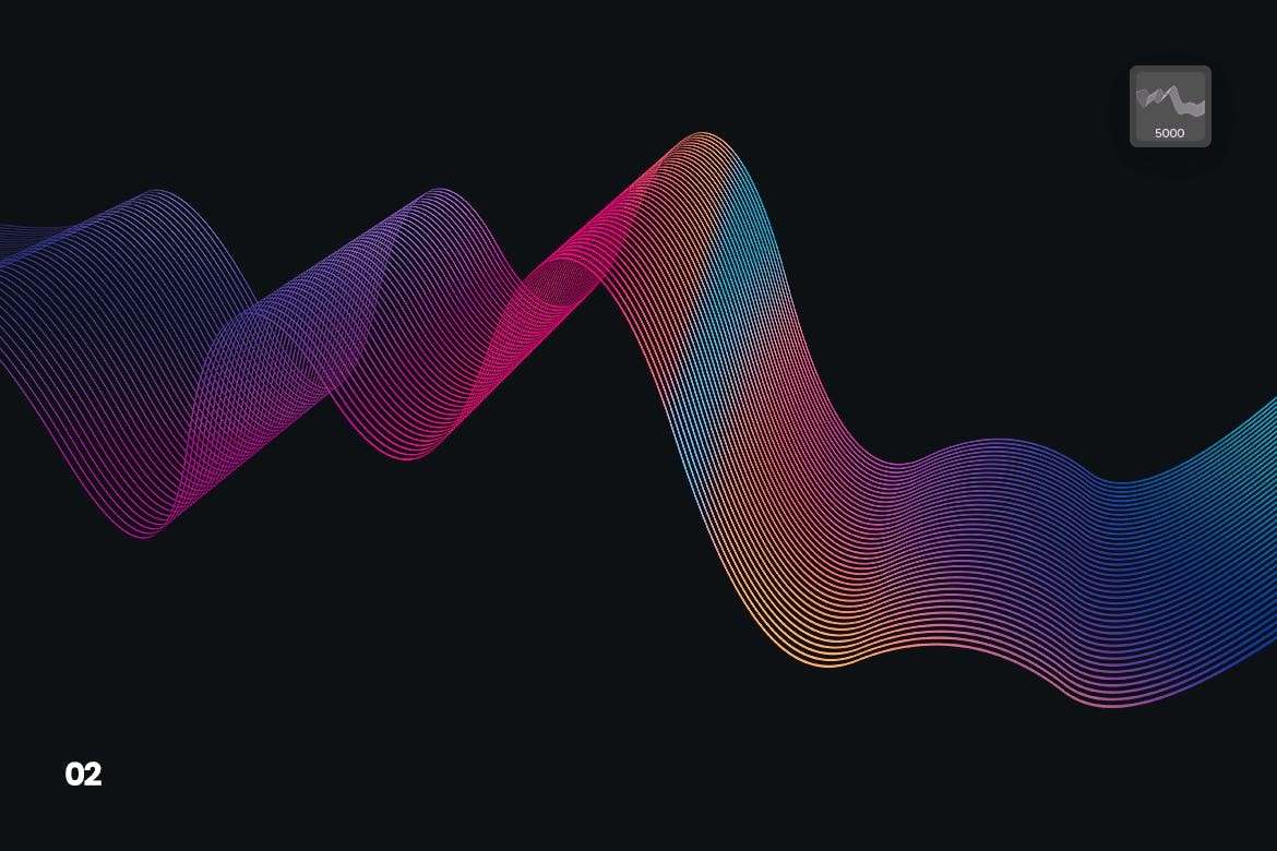 10个渐变波浪线PS笔刷 笔刷资源 sucaiwan.com
