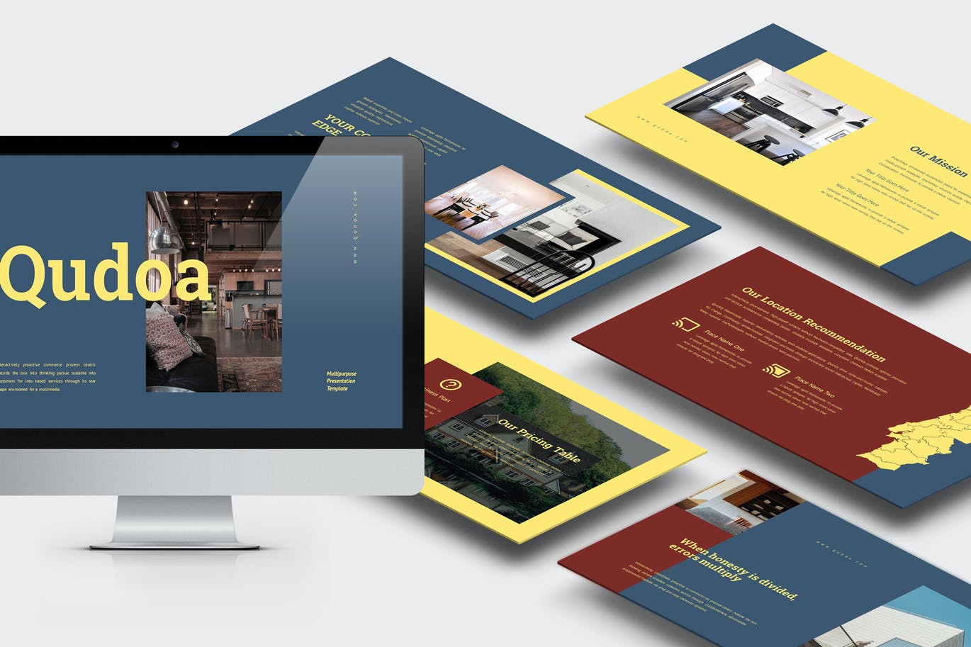 商业房地产PPT演示幻灯片模板 Qudoa : Real Estate Business Powerpoint 幻灯图表 sucaiwan.com