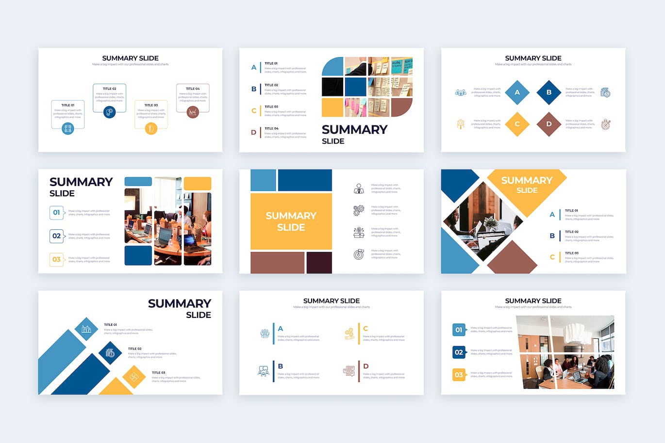 企业总结信息图表矢量模板 Business Summary Slides Illustrator Infographics 幻灯图表 sucaiwan.com