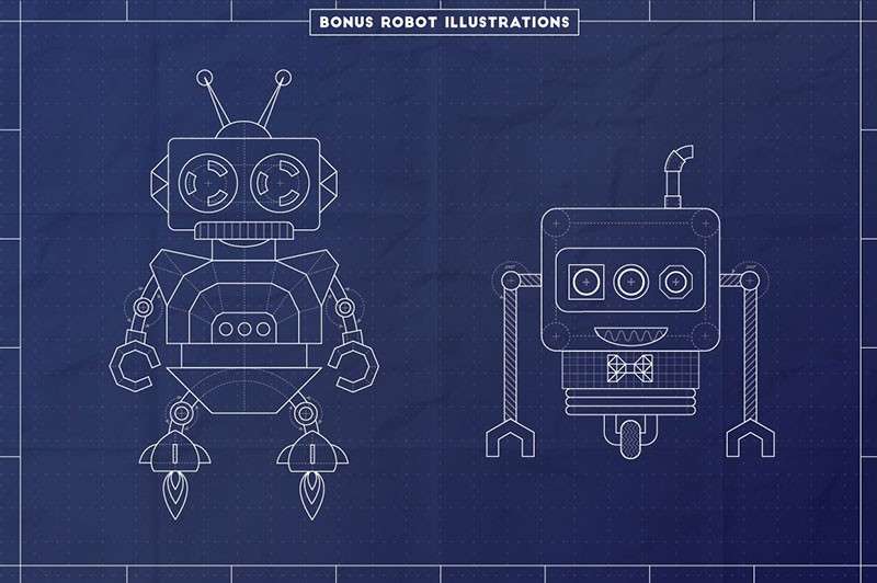 建筑图纸（蓝图）设计样式+AI笔刷套装 笔刷资源 sucaiwan.com