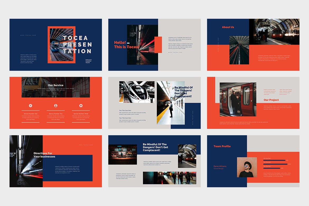 火车高铁PPT演示文稿 Tocea : Train Station Powerpoint Template 幻灯图表 sucaiwan.com