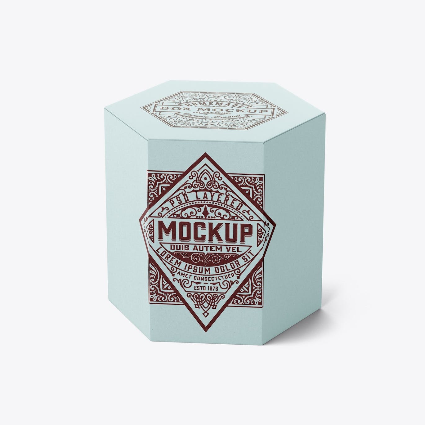 六边形长方体纸盒包装设计样机 Hexagonal Box Mockup 样机素材 sucaiwan.com