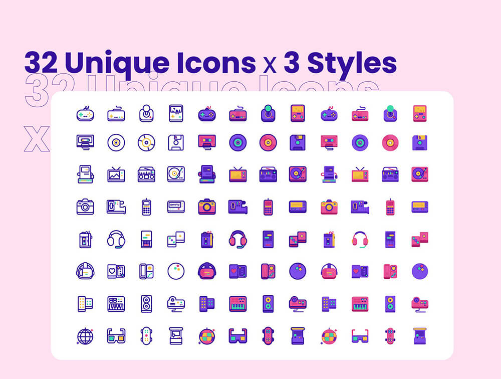 32个有趣的娱乐图标集 图标素材 sucaiwan.com