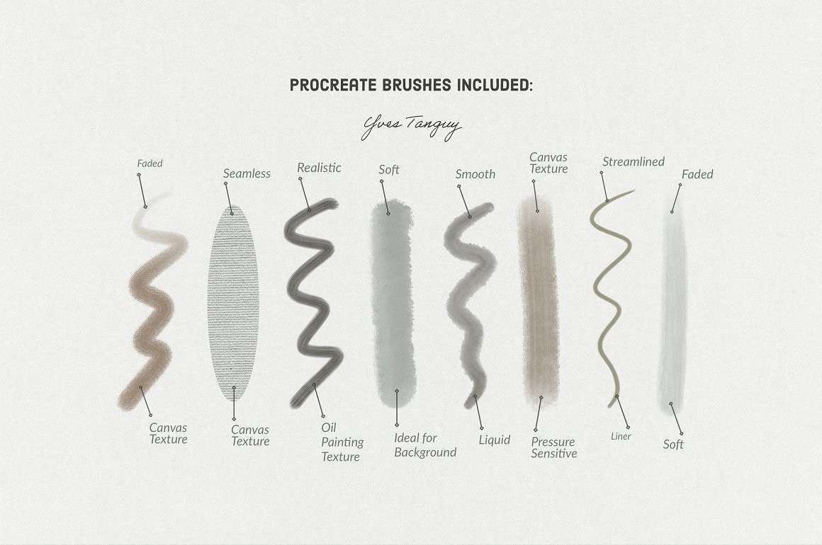 伊夫·唐基（Yves Tanguy）艺术油画Procreate笔刷 笔刷资源 sucaiwan.com