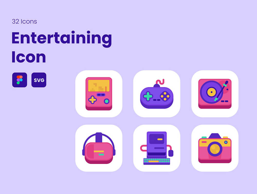 32个有趣的娱乐图标集 图标素材 sucaiwan.com