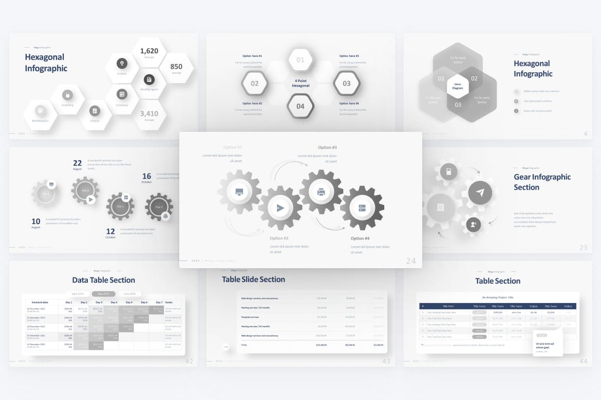 六角形、齿轮信息图表PPT设计模板 Hexagonal, Gear & Infographic PowerPoint Template 幻灯图表 第3张-素材湾丨精选海外优质设计素材资源 六角形、齿轮信息图表PPT设计模板 Hexagonal, Gear & Infographic PowerPoint Template 幻灯图表 sucaiwan.com