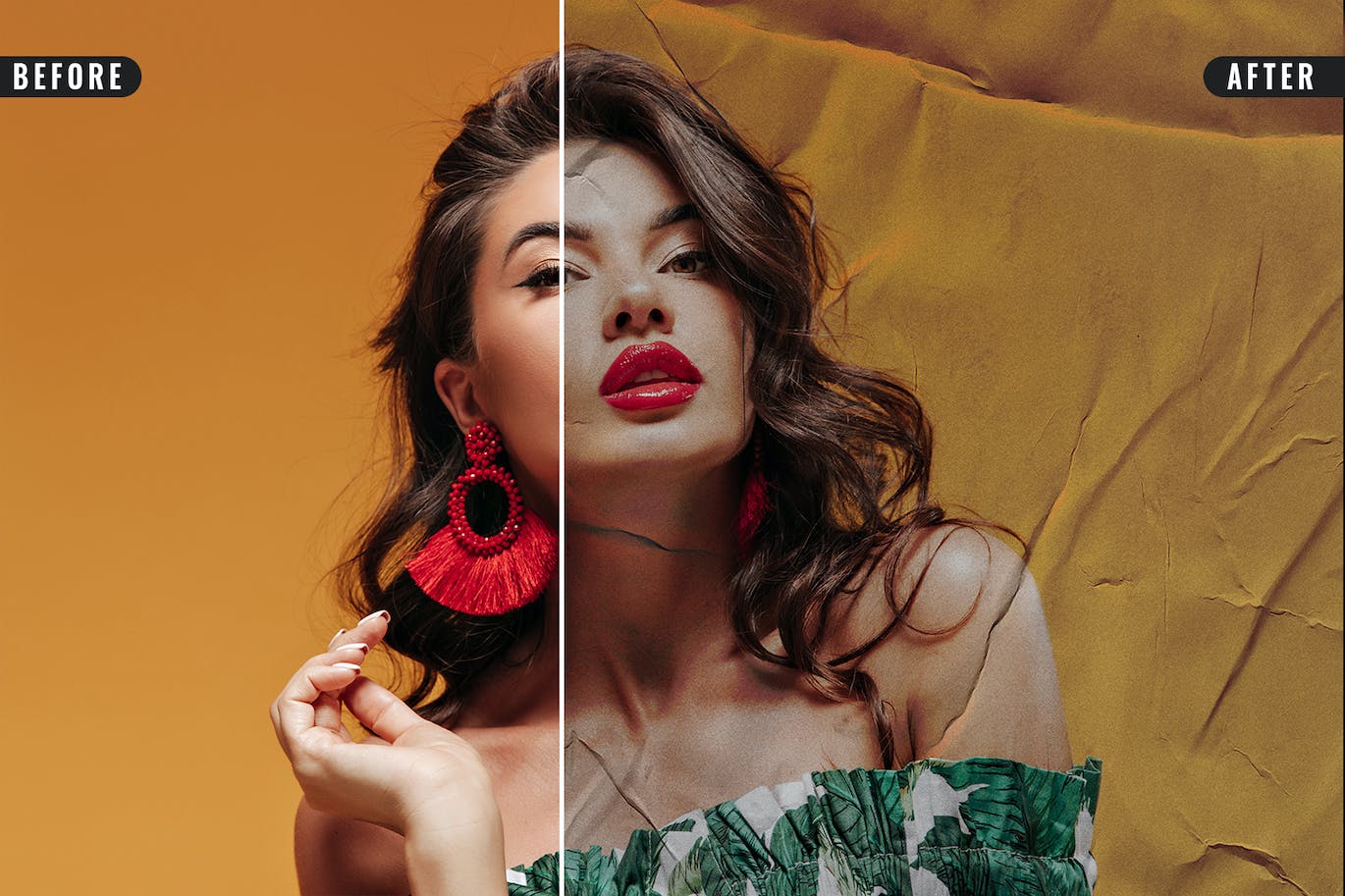 胶合皱纹海报照片效果PS样式 Glued Photo Effect 插件预设 sucaiwan.com