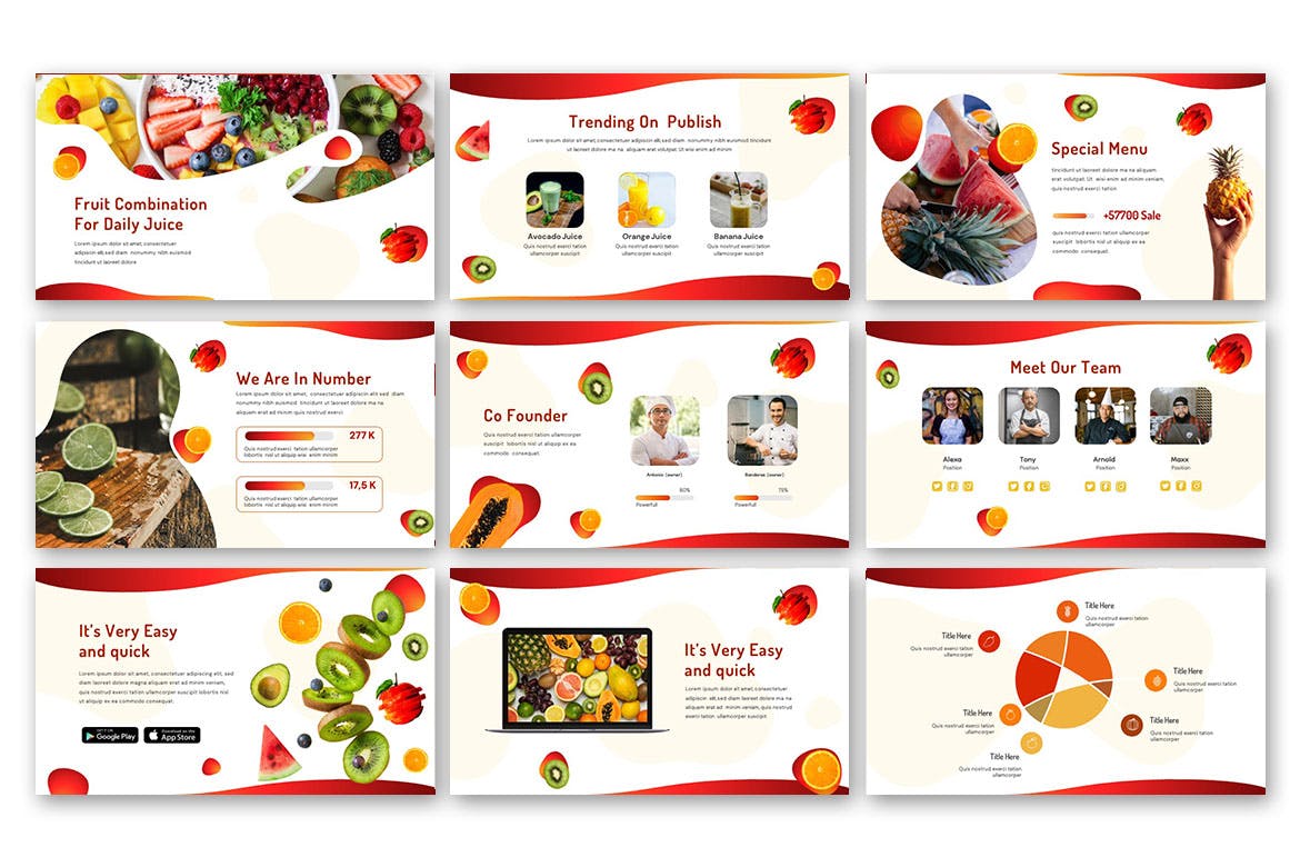 水果食品展示PPT创意模板 Fruitable – Creative Powerpoint Template 幻灯图表 sucaiwan.com