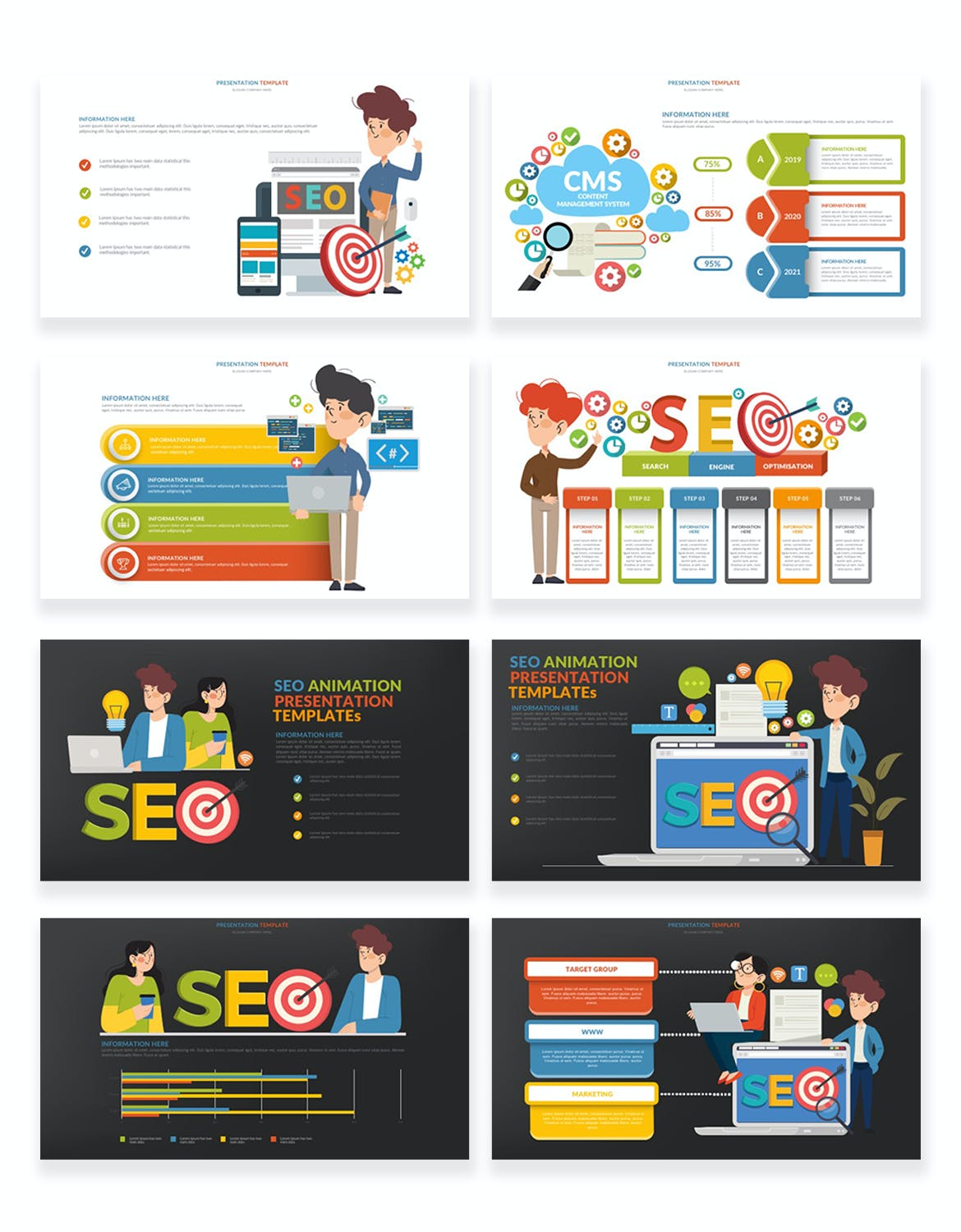 SEO动画图表PPT演示幻灯片模板 SEO Infographic Powerpoint Template 幻灯图表 sucaiwan.com